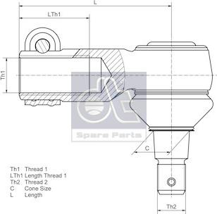 DT Spare Parts 3.55177 - Stūres šķērsstiepņa uzgalis autospares.lv