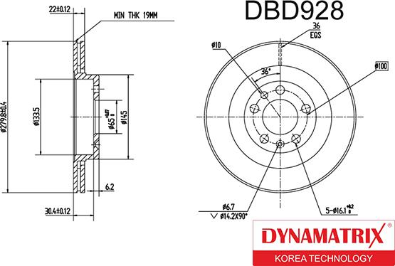 Dynamatrix DBD928 - Bremžu diski www.autospares.lv