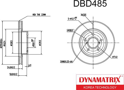 Dynamatrix DBD485 - Bremžu diski autospares.lv