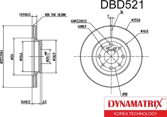 Dynamatrix DBD521 - Bremžu diski autospares.lv