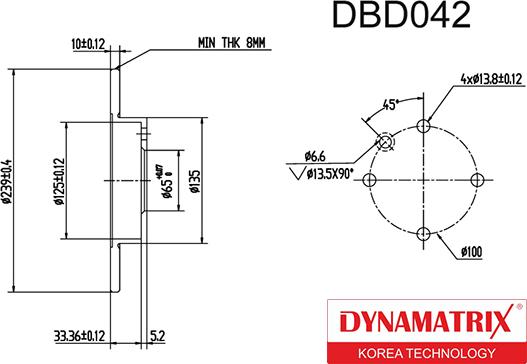 Dynamatrix DBD042 - Brake Disc www.autospares.lv