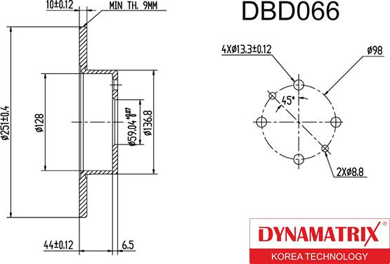 Dynamatrix DBD066 - Bremžu diski www.autospares.lv