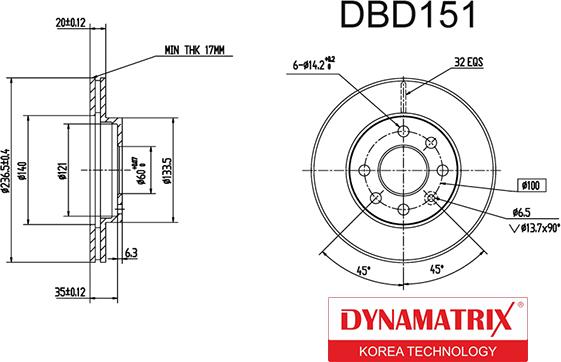 Dynamatrix DBD151 - Тормозной диск www.autospares.lv