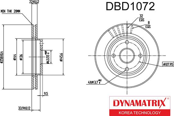 Dynamatrix DBD1072 - Bremžu diski www.autospares.lv