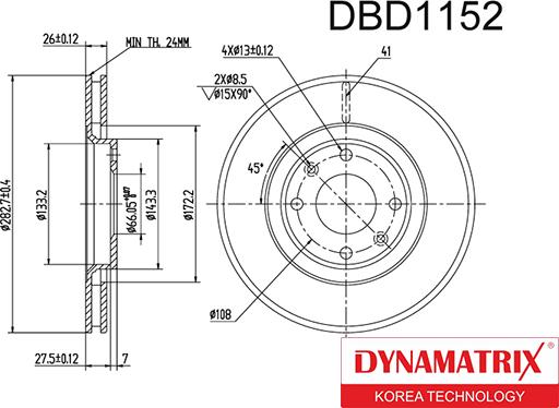 Dynamatrix DBD1152 - Bremžu diski www.autospares.lv