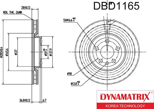 Dynamatrix DBD1165 - Bremžu diski autospares.lv