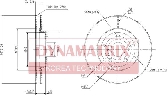 Dynamatrix DBD1814 - Тормозной диск www.autospares.lv