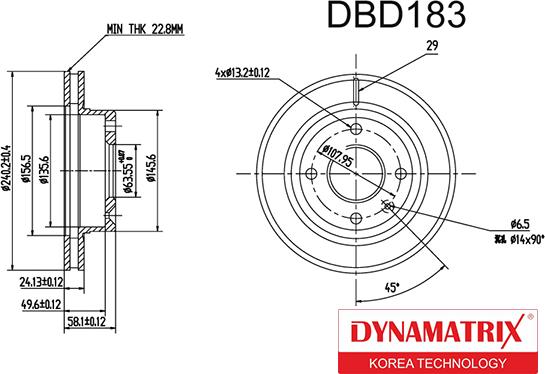 Dynamatrix DBD183 - Bremžu diski www.autospares.lv