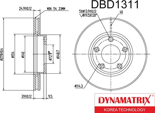 Dynamatrix DBD1311 - Brake Disc www.autospares.lv