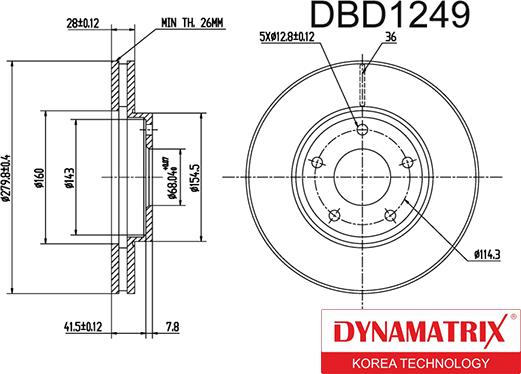 Dynamatrix DBD1249 - Bremžu diski www.autospares.lv