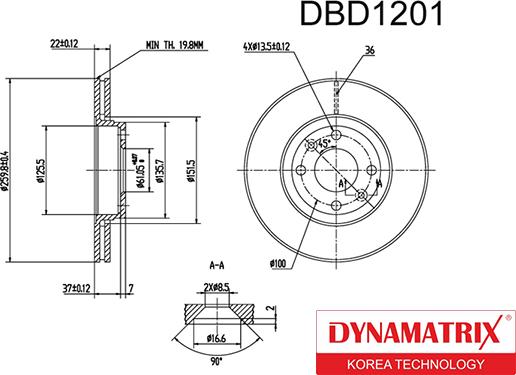 Dynamatrix DBD1201 - Bremžu diski www.autospares.lv