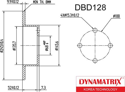 Dynamatrix DBD128 - Bremžu diski www.autospares.lv