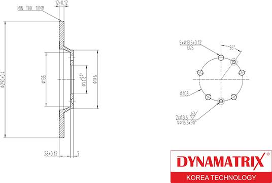 Dynamatrix DBD1275 - Bremžu diski www.autospares.lv