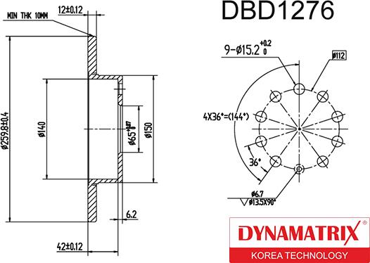 Dynamatrix DBD1276 - Bremžu diski autospares.lv