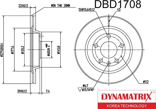 Dynamatrix DBD1708 - Bremžu diski www.autospares.lv