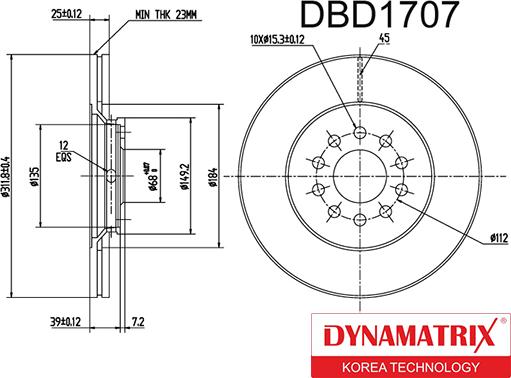 Dynamatrix DBD1707 - Bremžu diski www.autospares.lv