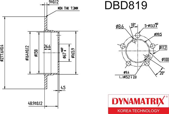 Dynamatrix DBD819 - Bremžu diski www.autospares.lv