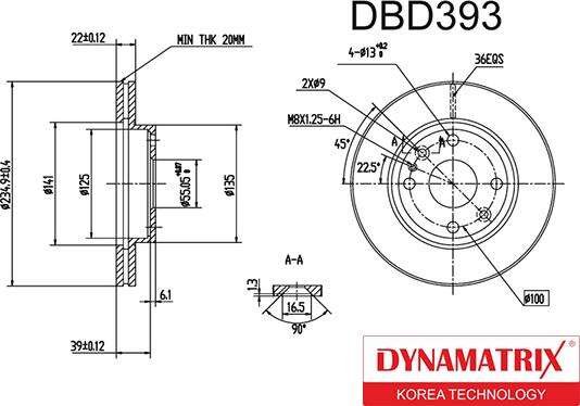 Dynamatrix DBD393 - Bremžu diski www.autospares.lv