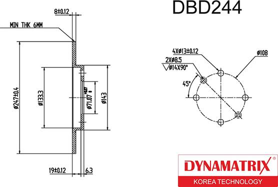 Dynamatrix DBD244 - Bremžu diski autospares.lv