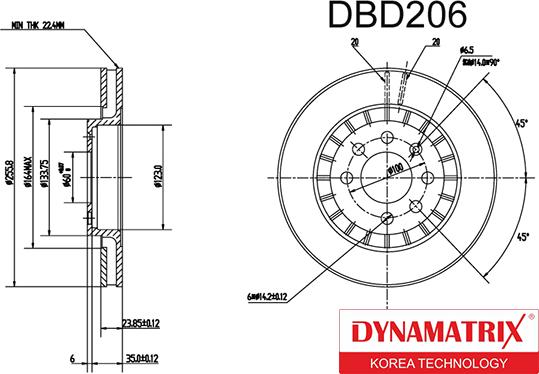 Dynamatrix DBD206 - Bremžu diski www.autospares.lv