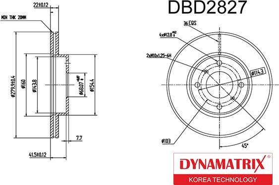 Dynamatrix DBD2827 - Bremžu diski autospares.lv