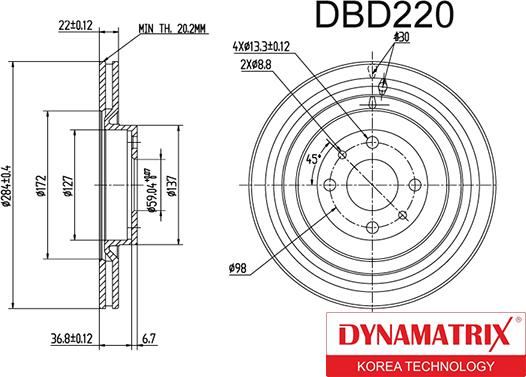 Dynamatrix DBD220 - Bremžu diski autospares.lv