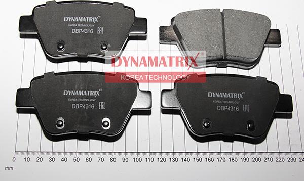 Dynamatrix DBP4316 - Тормозные колодки, дисковые, комплект www.autospares.lv