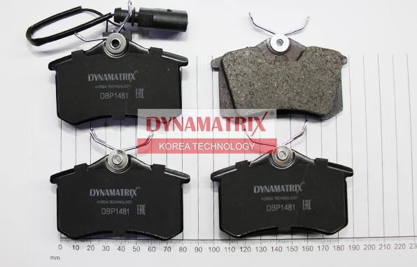 Dynamatrix DBP1481 - Тормозные колодки, дисковые, комплект www.autospares.lv