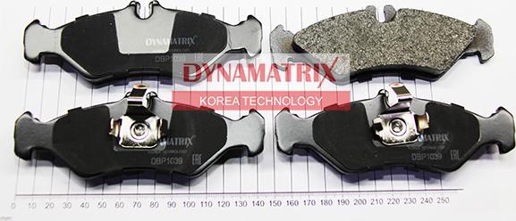 Dynamatrix DBP1039 - Тормозные колодки, дисковые, комплект www.autospares.lv