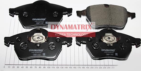 Dynamatrix DBP1167 - Тормозные колодки, дисковые, комплект www.autospares.lv