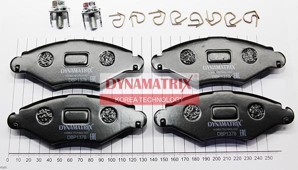 Dynamatrix DBP1378 - Тормозные колодки, дисковые, комплект www.autospares.lv