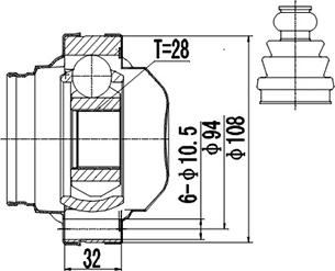 Dynamatrix DCV661002 - Шарнирный комплект, ШРУС, приводной вал www.autospares.lv