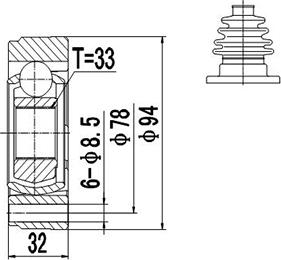 Dynamatrix DCV603004 - Шарнирный комплект, ШРУС, приводной вал www.autospares.lv