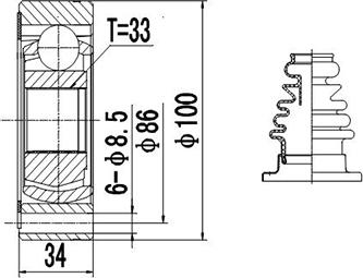 Dynamatrix DCV603009 - Шарнирный комплект, ШРУС, приводной вал www.autospares.lv