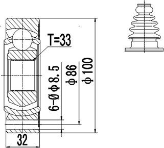 Dynamatrix DCV603014 - Шарнирный комплект, ШРУС, приводной вал www.autospares.lv