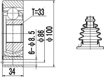 Dynamatrix DCV603011 - Šarnīru komplekts, Piedziņas vārpsta autospares.lv