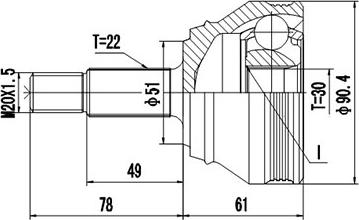 Dynamatrix DCV853007 - Шарнирный комплект, ШРУС, приводной вал www.autospares.lv