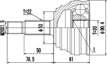 Dynamatrix DCV861018 - Шарнирный комплект, ШРУС, приводной вал www.autospares.lv