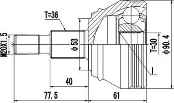 Dynamatrix DCV803036 - Шарнирный комплект, ШРУС, приводной вал www.autospares.lv