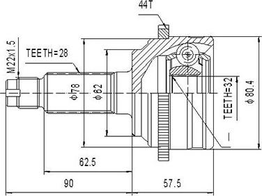 Dynamatrix DCV834084 - Šarnīru komplekts, Piedziņas vārpsta autospares.lv