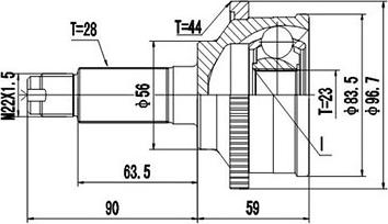 Dynamatrix DCV834021 - Šarnīru komplekts, Piedziņas vārpsta www.autospares.lv