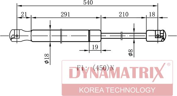 Dynamatrix DGS011499 - Газовая пружина, упор www.autospares.lv