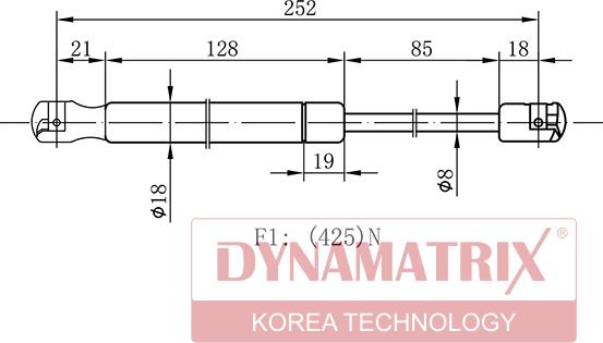 Dynamatrix DGS018382 - Gāzes atspere, Bagāžas / Kravas nodalījuma vāks www.autospares.lv