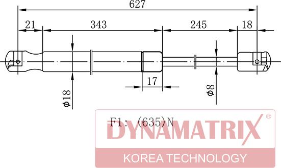 Dynamatrix DGS1283247 - Gāzes atspere, Bagāžas / Kravas nodalījuma vāks www.autospares.lv