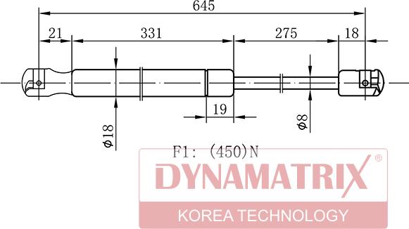 Dynamatrix DGS8306BQ - Gāzes atspere, Bagāžas / Kravas nodalījuma vāks autospares.lv