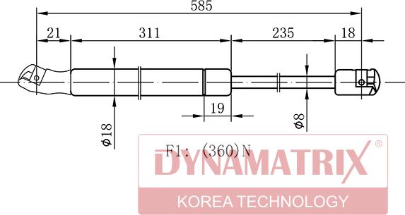 Dynamatrix DGS7629LR - Gāzes atspere, Bagāžas / Kravas nodalījuma vāks autospares.lv