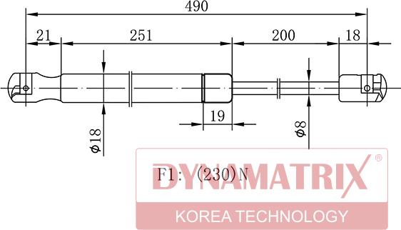 Dynamatrix DGS7764HA - Gāzes atspere, Bagāžas / Kravas nodalījuma vāks www.autospares.lv