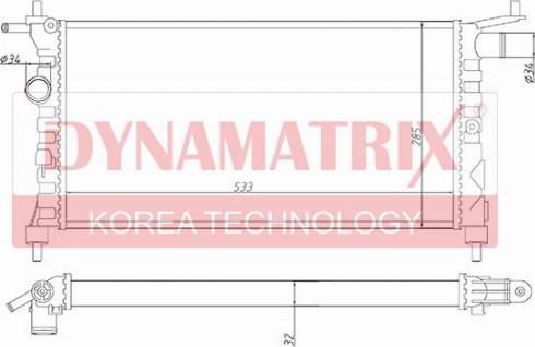 Dynamatrix DR632851 - Radiator, engine cooling www.autospares.lv