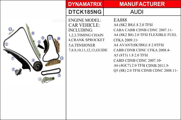 Dynamatrix DTCK185NG - Sadales vārpstas piedziņas ķēdes komplekts autospares.lv