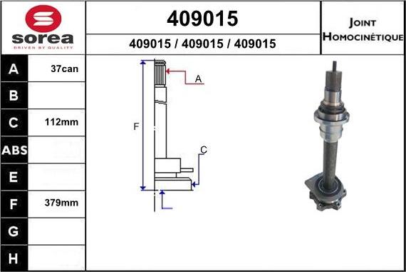 EAI 409015 - Šarnīru komplekts, Piedziņas vārpsta www.autospares.lv